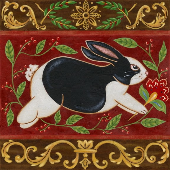 Great BIG Canvas | "Folk Rabbit II" - 16x16