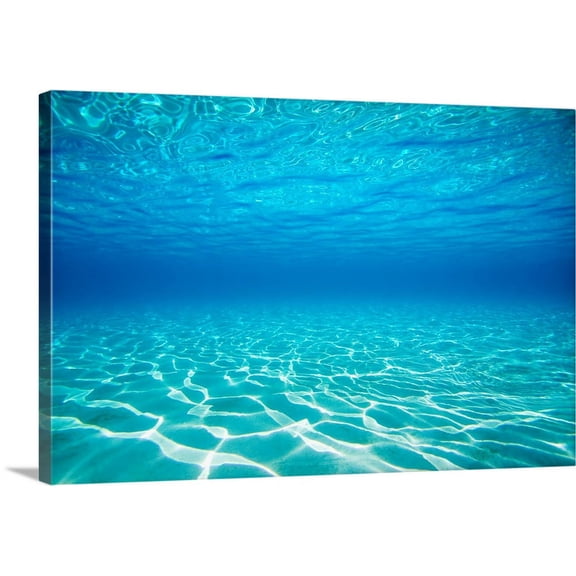Great BIG Canvas | "French Polynesia, Underwater Sandy Bottom And Surface Reflection" Canvas Wall Art - 24x16