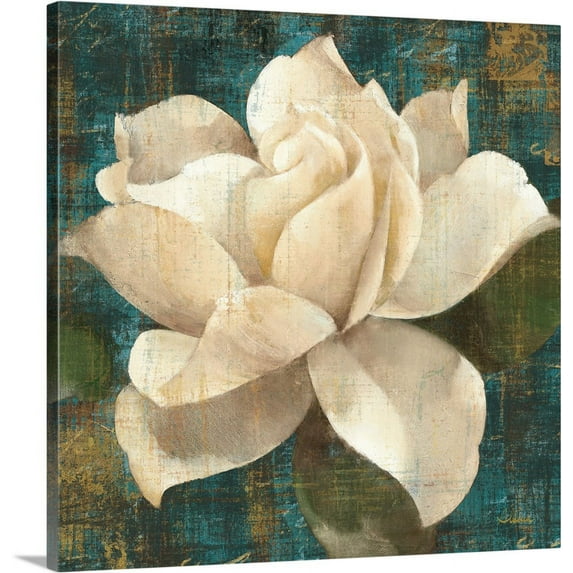 Great BIG Canvas | "Gardenia Blossom Turquoise" Canvas Wall Art - 24x24