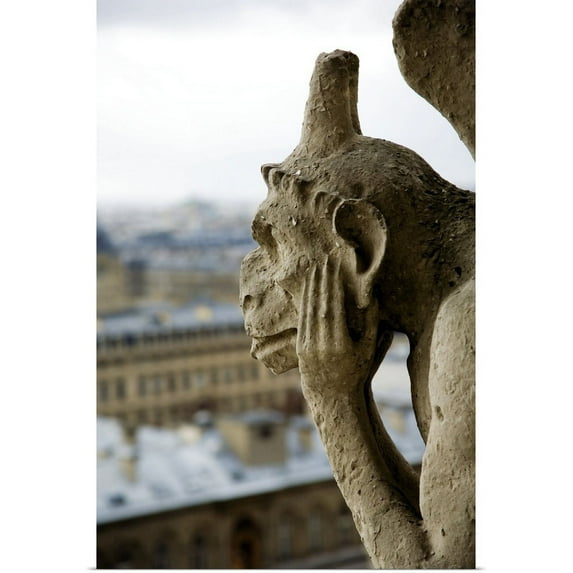Great BIG Canvas | "Gargoyle atop the Notre Dame Cathedral, Paris, France" Art Print - 16x24