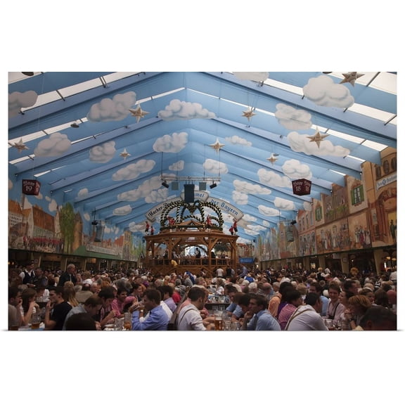 Great BIG Canvas | "Germany, Munich, Revelers inside one of the many beer halls at Oktoberfest" Art Print - 36x24