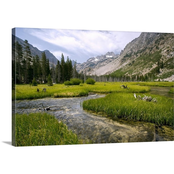 Great BIG Canvas | "Glacial runoffs filter into Horse Creek in California" Canvas Wall Art - 36x24