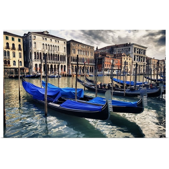 Great BIG Canvas | "Gondolas in Venice, Italy" Art Print - 24x16