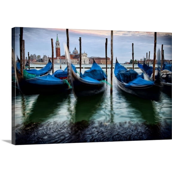 Great BIG Canvas | "Gondolas in Venice, Italy" Canvas Wall Art - 24x16
