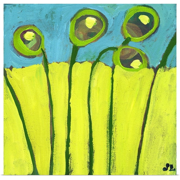 Great BIG Canvas | "Growing in Green and Turquoise" Art Print - 20x20