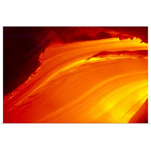 Great BIG Canvas | "Hawaii, Big Island, Close-Up Of Glowing Lava Flow, Volcano" Art Print - 30x20
