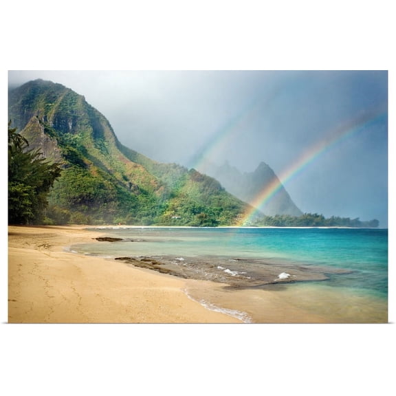 Great BIG Canvas | "Hawaii, Kauai, North Shore, Tunnels Beach, Bali Hai Point" Art Print - 48x32