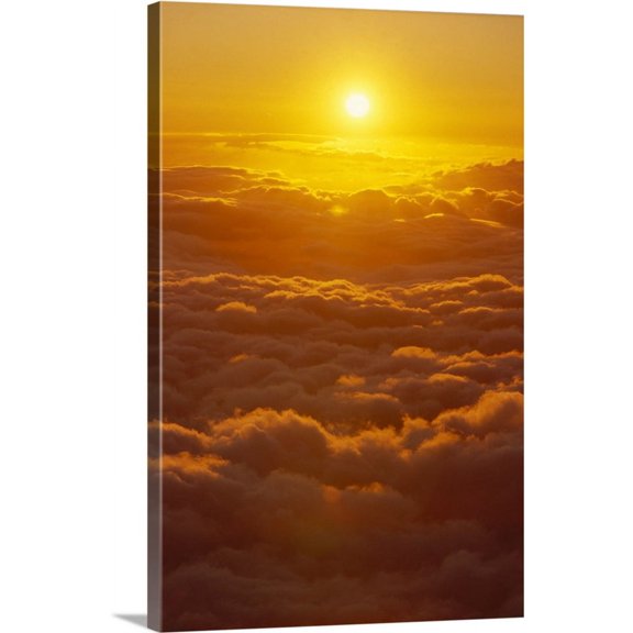 Great BIG Canvas | "Hawaii, Maui, Haleakala, Tropical Sunset From Above Clouds" Canvas Wall Art - 16x24