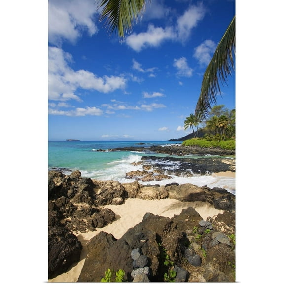 Great BIG Canvas | "Hawaii, Maui, Makena, Maui Wai Or Secret Beach And Rocky Surroundings" Art Print - 32x48