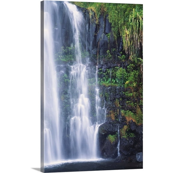 Great BIG Canvas | "Hawaii, Maui, One Of Many Cascading Waterfalls Found Along Hana Coast" Canvas Wall Art - 24x36
