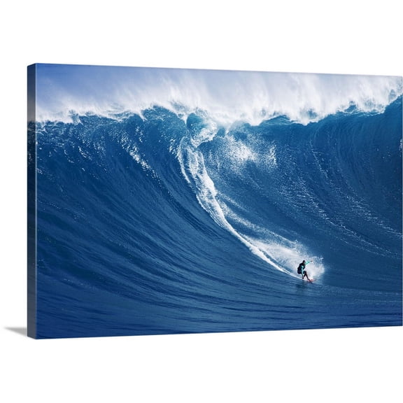 Great BIG Canvas | "Hawaii, Maui, Yuri Farrant Surfs Huge Wave At Jaws, Aka Peahi" Canvas Wall Art - 30x20