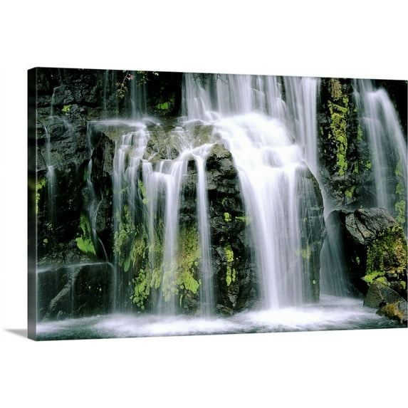 Great BIG Canvas | "Hawaii, Maui, closeup of waterfall cascading motion" Canvas Wall Art - 36x24