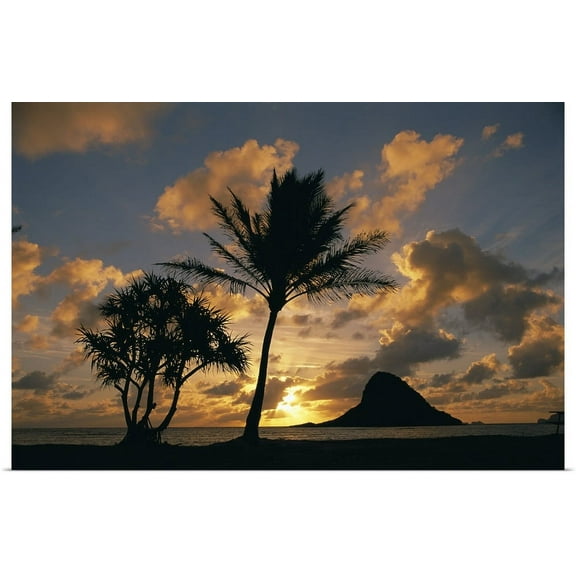 Great BIG Canvas | "Hawaii, Oahu, Kualoa County Beach Park, Mokoli'i Island At Sunrise" Art Print - 36x24