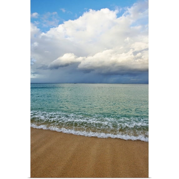Great BIG Canvas | "Hawaii, Oahu, Lanikai, Ocean And Clouds Over A Sandy Beach" Art Print - 32x48