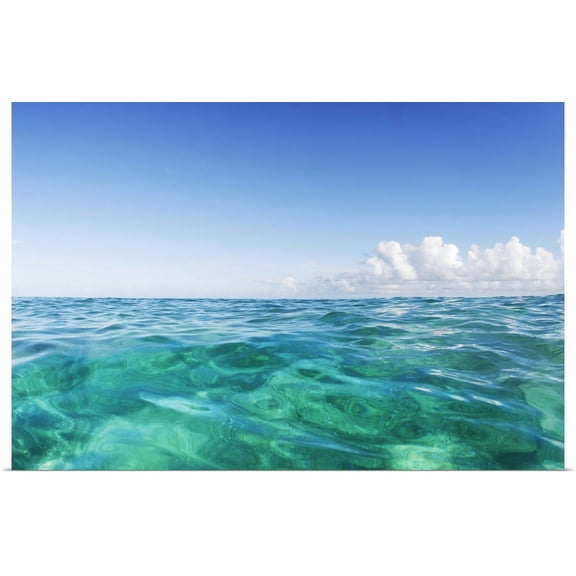 Great BIG Canvas | "Hawaii, Oahu, View Of Tranquil Ocean With Blue Water" Art Print - 24x16