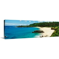 Great BIG Canvas | "Hawaii, Oahu, Waimea Bay, View Of Beach And Ocean" Canvas Wall Art - 36x12