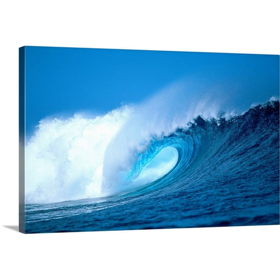 Great BIG Canvas | "Hawaii, Powerful Curling Wave, Whitewash And Spray" Canvas Wall Art - 30x20