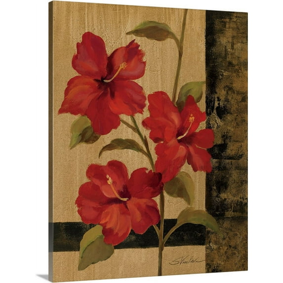 Great BIG Canvas | "Hibiscus Branch II" Canvas Wall Art - 24x30