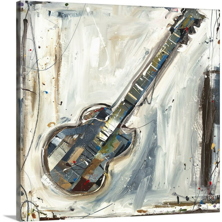 Guitar Evolution Music Stretched Canvas Wall Art 16x24 inch