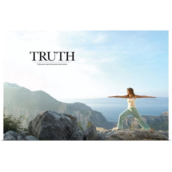 Great BIG Canvas | "Inspirational Motivational Poster: Follow your heart and uncover new horizons" Art Print - 48x32