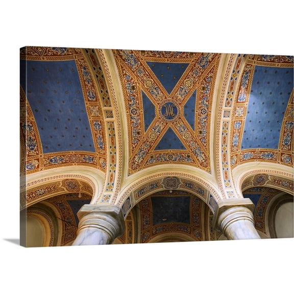 Great BIG Canvas | "Italy, Pienza, Cathedral of Santa Maria Assunta, vaulted ceiling architectural detail" Canvas Wall Art - 24x16