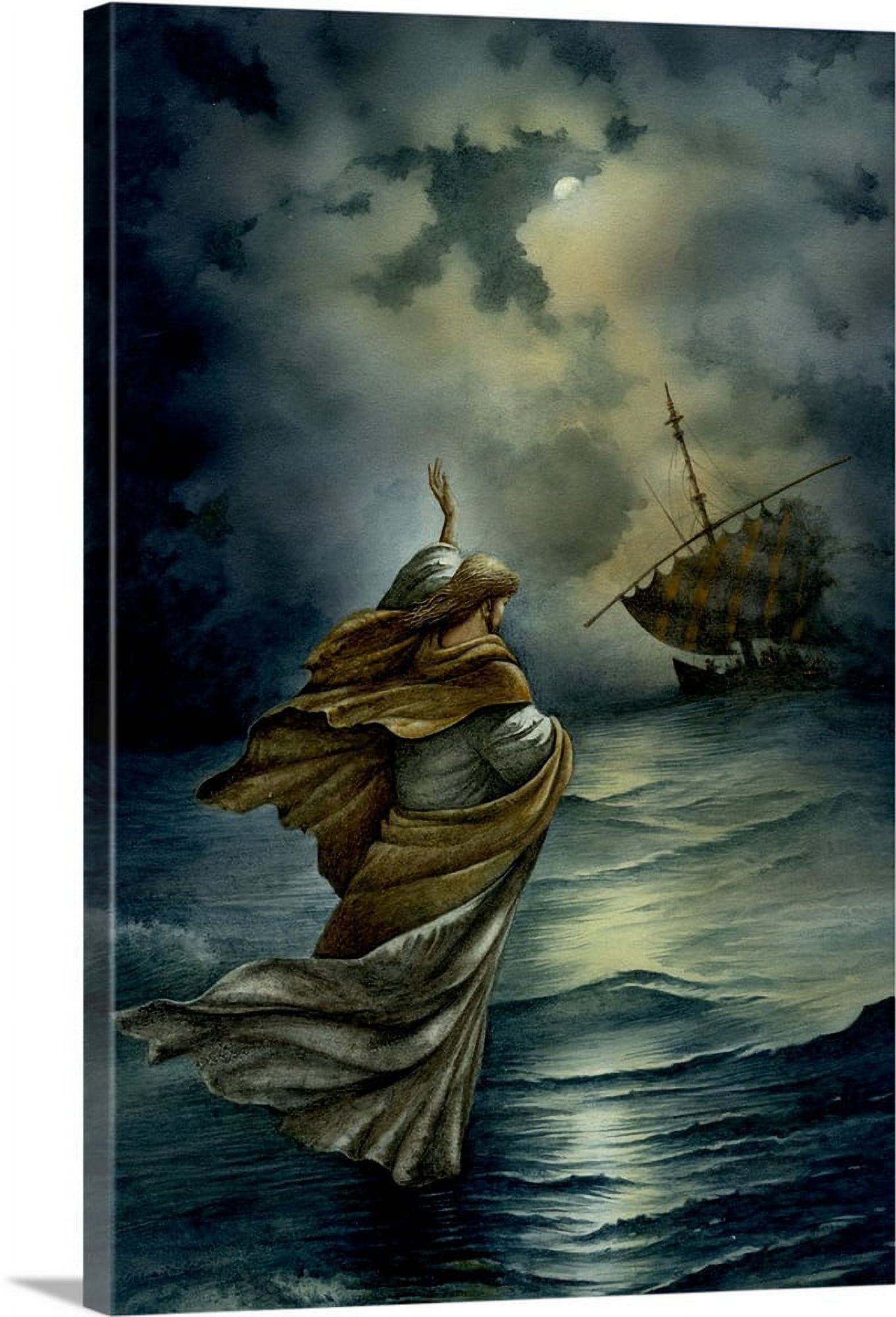 Great BIG Canvas | "Jesus Walking On Water" Canvas Wall Art - 16x24