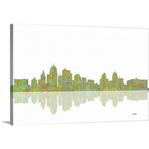 Great BIG Canvas | "Kansas City Missouri Skyline I" Canvas Wall Art - 30x20