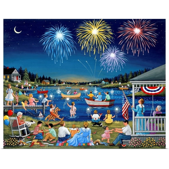 Great BIG Canvas | "Lakeside on the Fourth" Art Print - 30x24