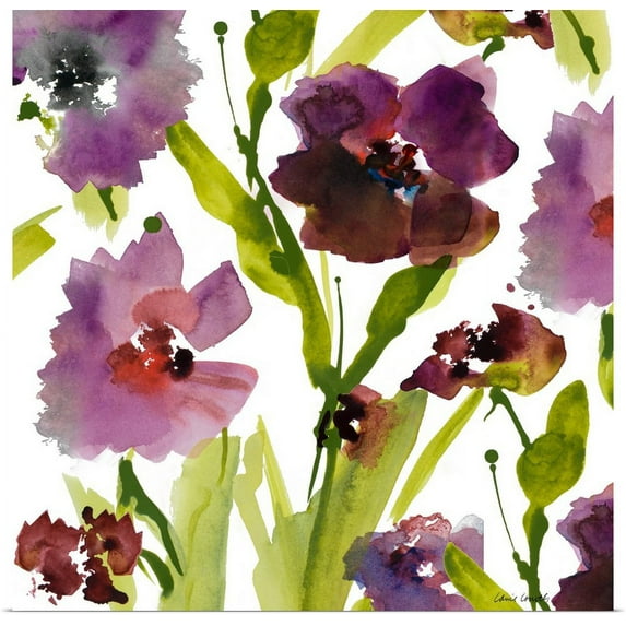 Great BIG Canvas | "Les Pavots - Violet Square IV" Art Print - 20x20