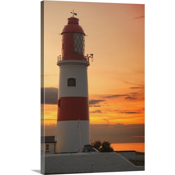 Great BIG Canvas | "Lighthouse; Whitburn, Tyne And Wear, England" Canvas Wall Art - 32x48