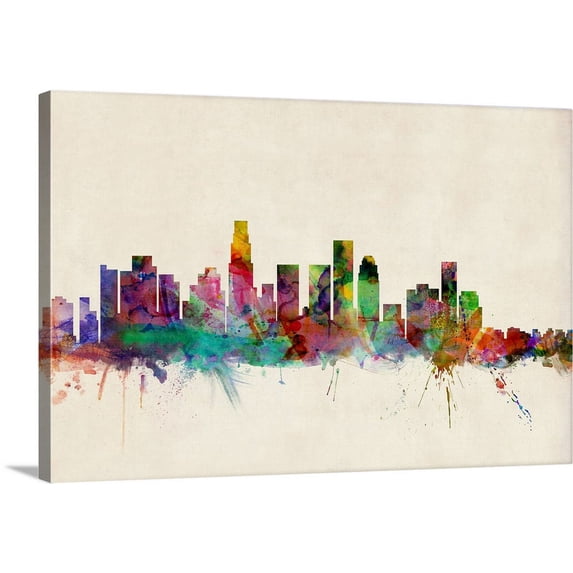 Great BIG Canvas | "Los Angeles City Skyline" Canvas Wall Art - 48x32
