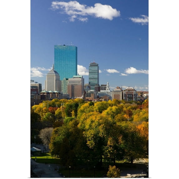 Great BIG Canvas | "Massachusetts, Boston: Office Buildings of the Back Bay and Boston Common" Art Print - 20x30