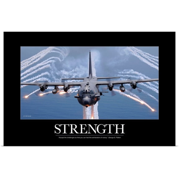 Great BIG Canvas | "Military Motivational Poster: An AC-130H Gunship aircraft jettisons flares" Art Print - 48x32