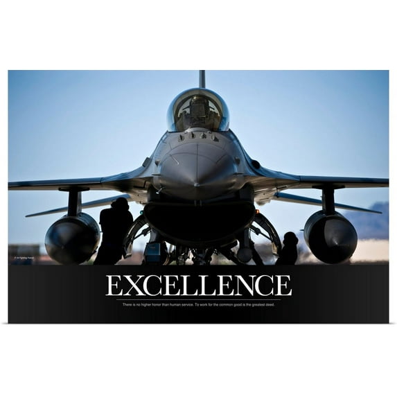 Great BIG Canvas | "Motivational Poster: Air Force Poster: U.S. Air Force crew chiefs do pre-flight checks" Art Print - 24x16