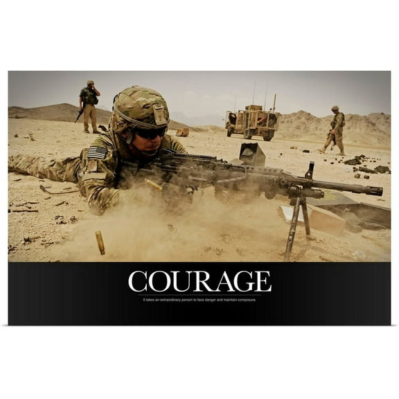 Great BIG Canvas | "Motivational Poster: Courage" Art Print - 48x32