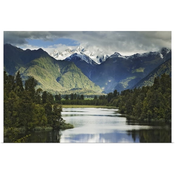 Great BIG Canvas | "New Zealand, South Island. Cloud-shrouded Mt. Cook" Art Print - 36x24