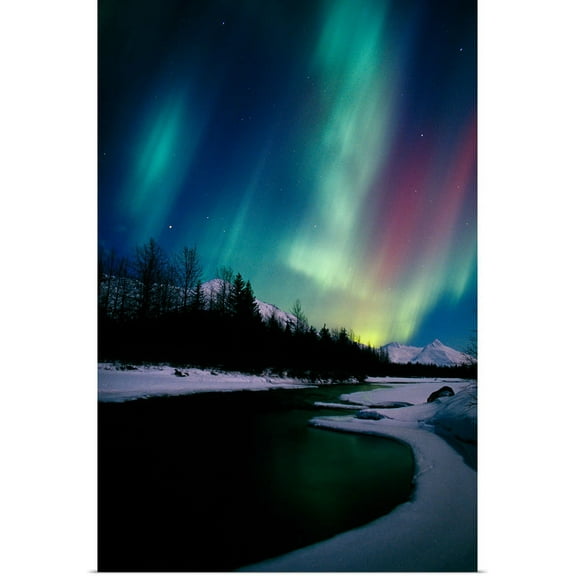 Great BIG Canvas | "Northern Lights Over Portage River Valley SC Alaska" Art Print - 20x30