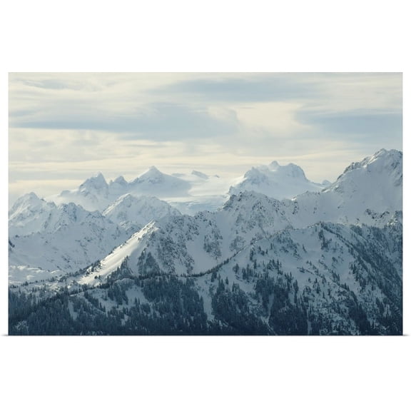 Great BIG Canvas | "Olympic Mountains viewed from Hurricane Ridge, Mount Olympus and glacier" Art Print - 48x32