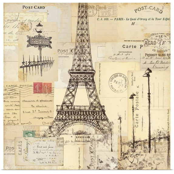 Great BIG Canvas | "Paris Collage II" Art Print - 24x24