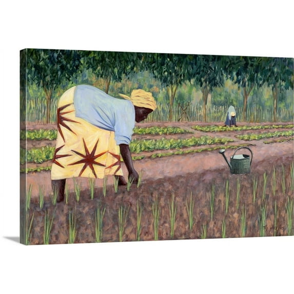 Great BIG Canvas | "Planting Onions, 2005" Canvas Wall Art - 48x32