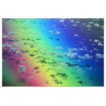 Great BIG Canvas | "Polarized Rainbow And Aerial Of Clouds Over The Ocean" Art Print - 48x32