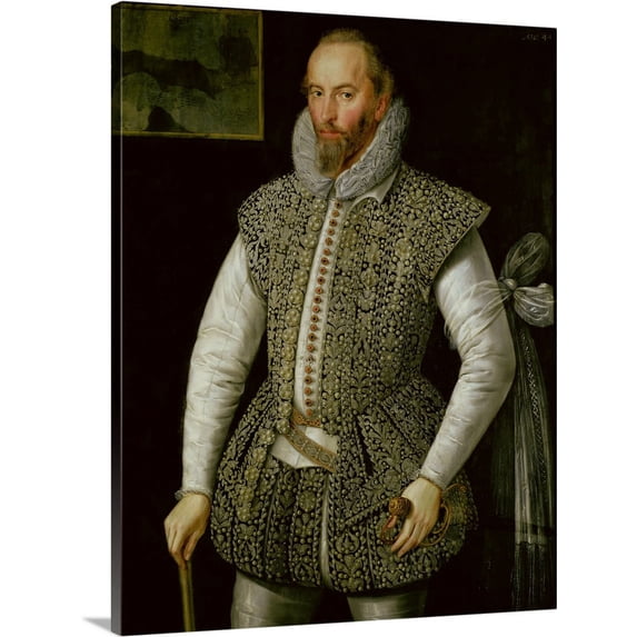 Great BIG Canvas | "Portrait of Sir Walter Raleigh, 1598" Canvas Wall Art - 16x20