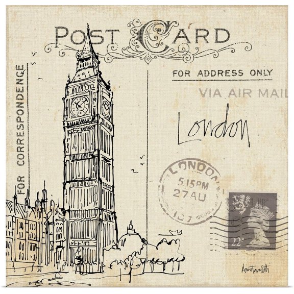 Great BIG Canvas | "Postcard Sketches II" Art Print - 16x16