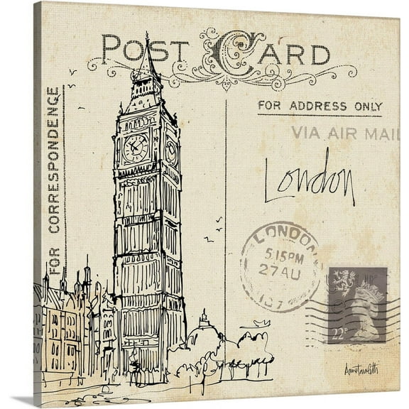 Great BIG Canvas | "Postcard Sketches II" Canvas Wall Art - 30x30