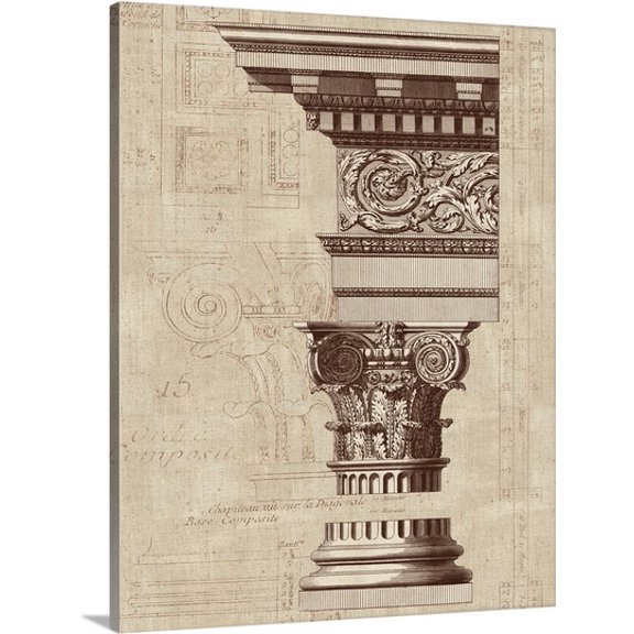 Great BIG Canvas Premium Thick-Wrap Canvas entitled Architectural Rendering I Burlap Sepia