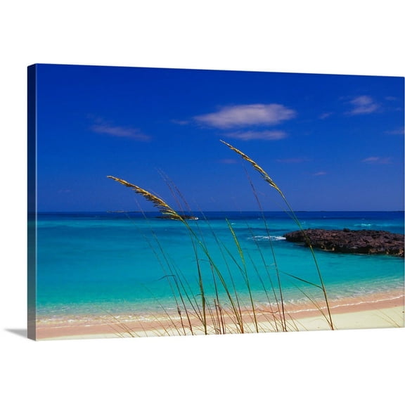 Great BIG Canvas | "Pristine beach, Long Island, Bahamas" Canvas Wall Art - 36x24