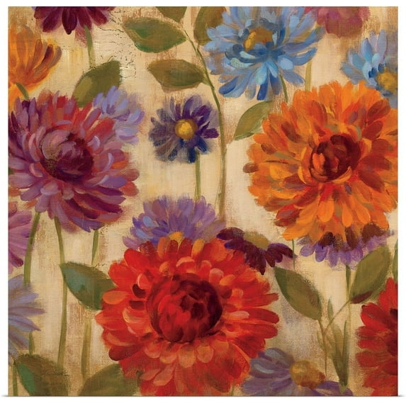 Great BIG Canvas | "Rainbow Dahlias Crop II" Art Print - 24x24