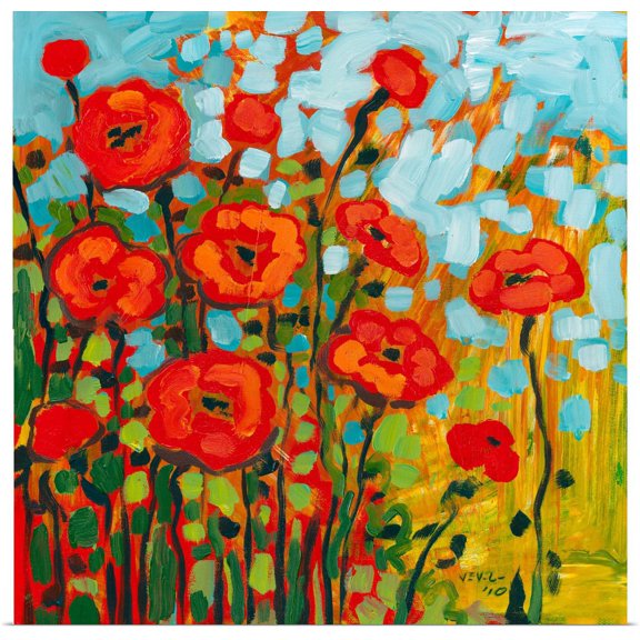Great BIG Canvas | "Red Poppy Field" Art Print - 16x16