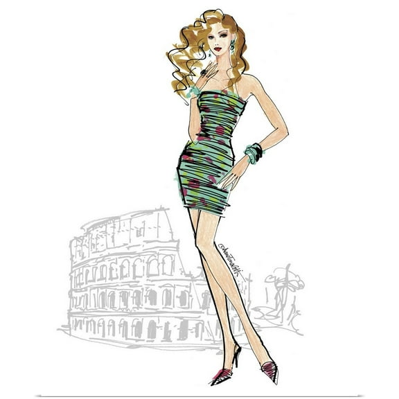 Great BIG Canvas | Rolled Anne Tavoletti Poster Print entitled Colorful Fashion IV - Rome