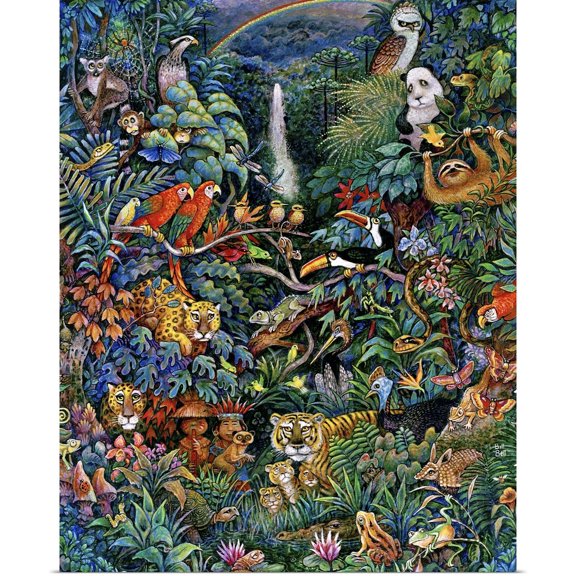 Great BIG Canvas | Rolled Bill Bell Poster Print entitled Rainbow Rainforest